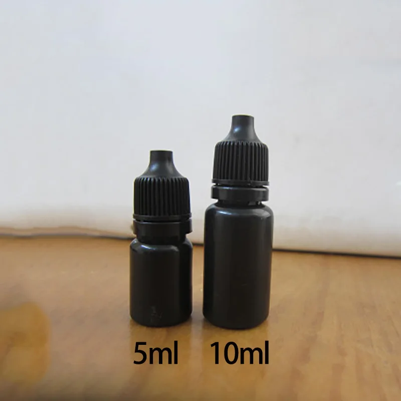 Juice Bottle Dropper - Black 5ml 10ml Cosmetic Liquid Plastic