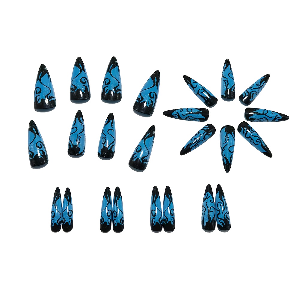 Long Pointed Press On Nails wi - Drip Tip Resin 评论和价格