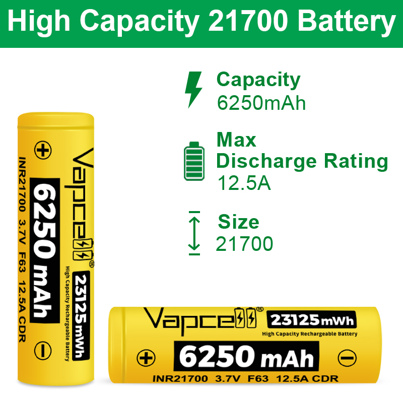 New Vapcell F63 21700 Battery  - Vape Battery 18650 评论和价格