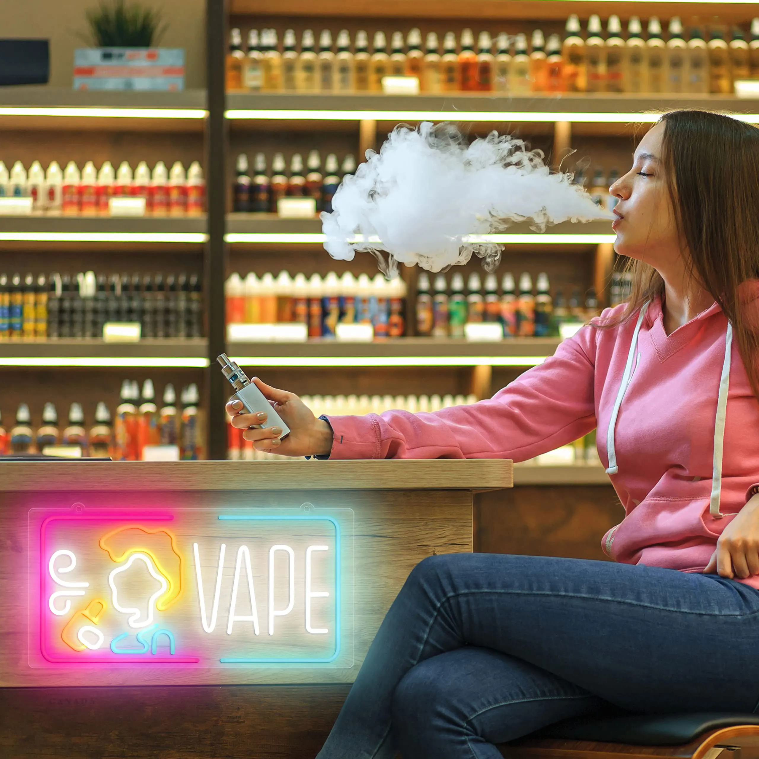 Vape Neon Sign Dimmable Smoke  - Vaping Shop 评论和价格